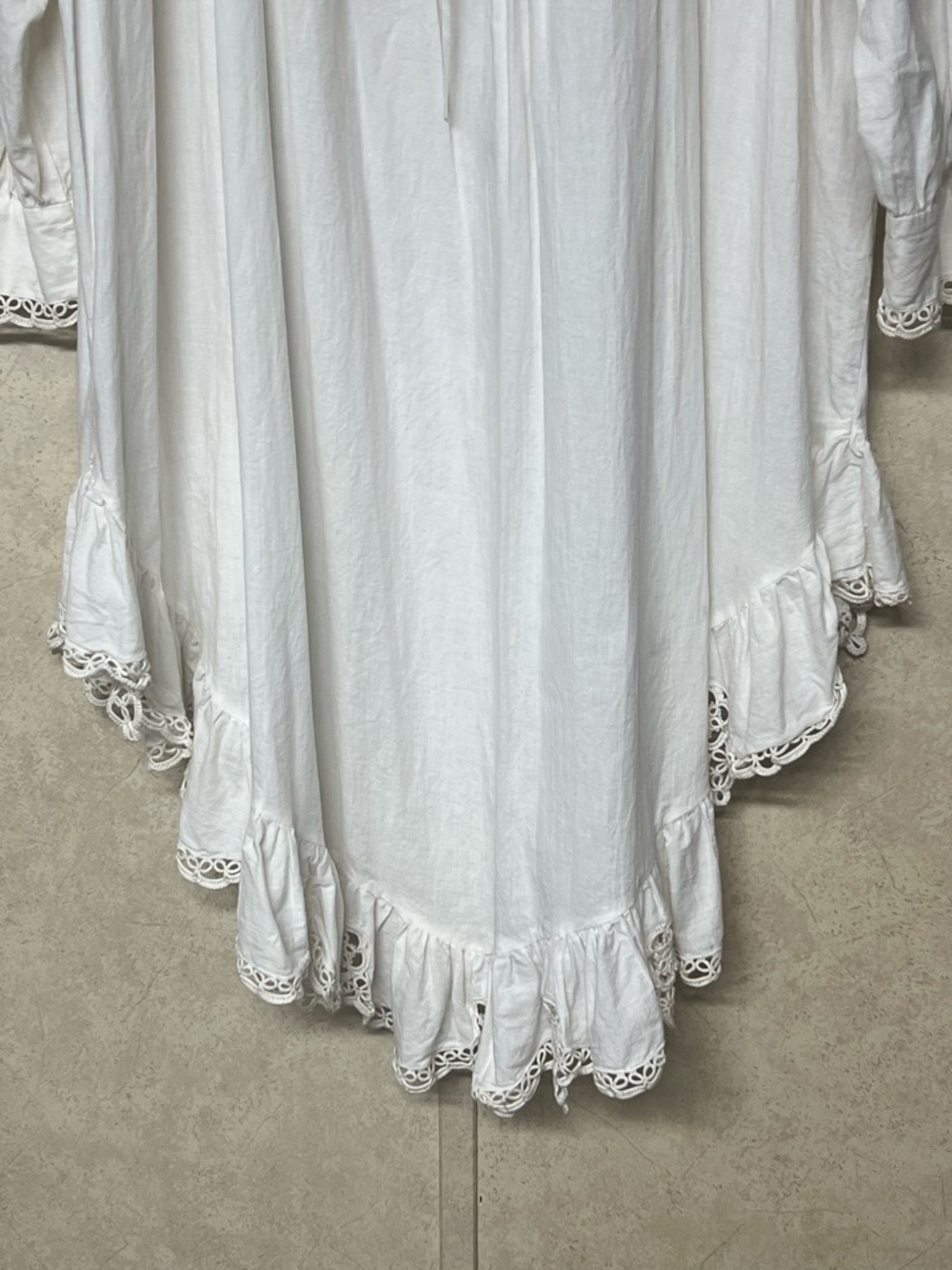 Adonna vintage white crochet ruffle long sleeve peasant cottagecore nightgown - Picture 7 of 14
